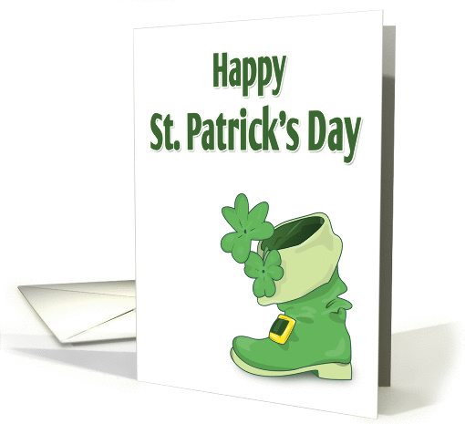 Green Leprechaun Boot with Shamrocks for St. Patricks Day card