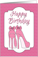 Pink Shoes with Bows for Happy Birthday card