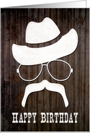 Cowboy Silhouette with Wood Background for Happy Birthday card