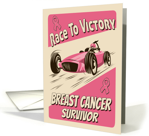 Retro Breast Cancer Survivor Race to Victory card (1421856)