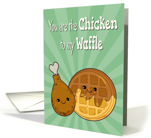 Kawaii Chicken to My Waffle for Funny Anniversary card (1421970)