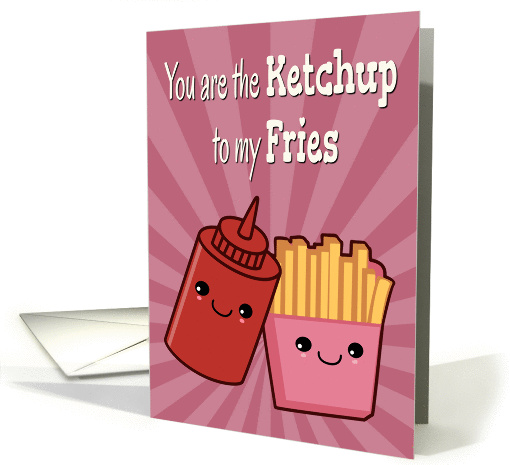 Kawaii Ketchup to My Fries for Funny Anniversary card (1421976)