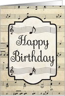 Vintage Music Sheet and Notes for Birthday card