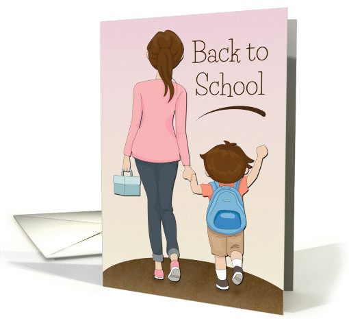 Back to School with Mother Walking Little Boy card (1428948)
