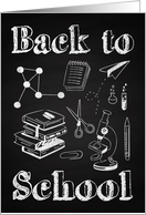 Retro Chalkboard Back to School with Doodles card