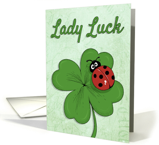 Ladybug on Shamrock with Retro Background for St. Patricks Day card