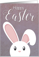 White Bunny with Floppy Ears and Purple Background for Easter card