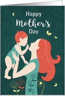 Silhouette Mothers Day with Mother and Child card
