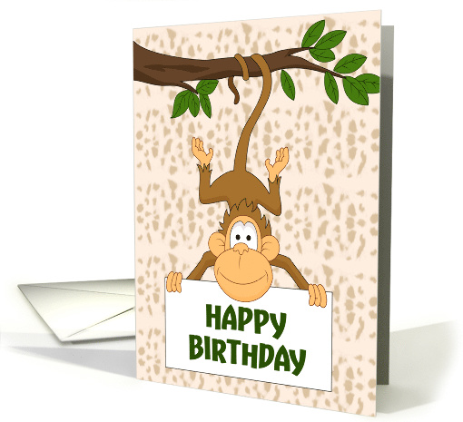 Cute Monkey Hanging from Tree for Birthday card (1471440)