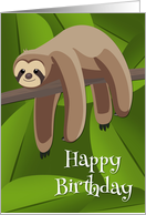 Lazy Sloth in the Jungle for Birthday card