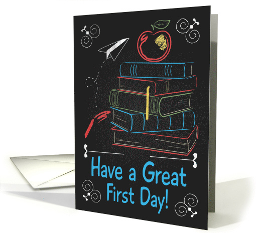 Retro Chalkboard Books and Apple for Back to School card (1474428)