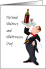 National Waiters and Waitresses Day with Cartoon Waiter card