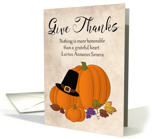 Pumpkins with Leaves and Pilgrim Hat for Thanksgiving card (1533174)