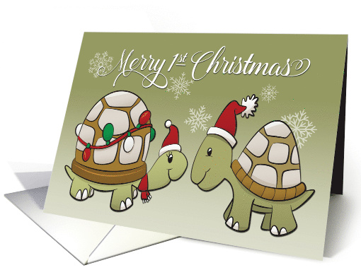 Two Turtles with Santa Hat for Merry 1st Christmas card (1534396)