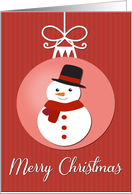 Snowman on Christmas Decoration card