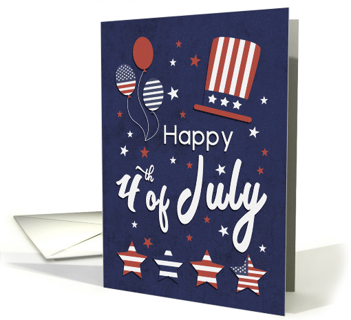 Happy 4th of July with Patriotic Hat and Balloons card (1603116)