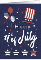 Happy 4th of July with Patriotic Hat and Balloons card