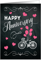 Happy Anniversary Chalkboard with Bike and Hearts for Spouse card