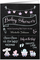 Baby Shower Chalkboard Invitation with Custom Name card