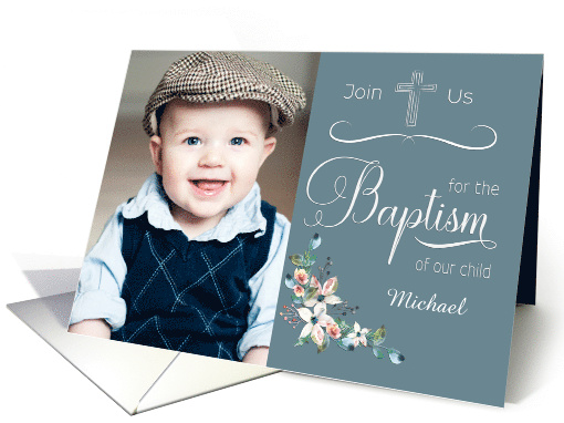 Child Baptism Custom Photo and Name Invitation card (1604436)