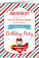 Airplane Birthday Party Invitation with Custom Name card