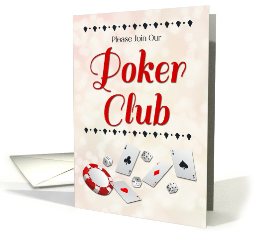 Poker Club Invitation with Cards, Chip and Dice card (1605928)