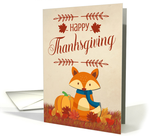 Happy Thanksgiving for Canada with Fox and Leaves card (1605936)