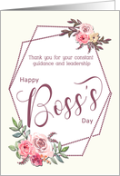Elegant Floral and Frame for Bosss Day card