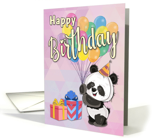 Happy Birthday with Panda and Balloons card (1608542)