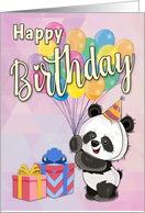 Happy Birthday with Panda and Balloons card