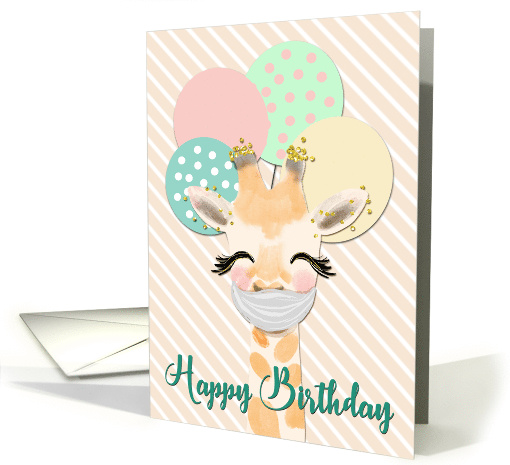Giraffe with Medical Mask Happy Birthday During Coronavirus card