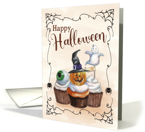 Spooky Cupcakes and Spiderweb for Halloween card (1617344)