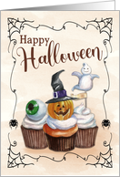 Spooky Cupcakes and Spiderweb for Halloween card