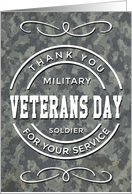 Camouflage Veterans Day Thank You card