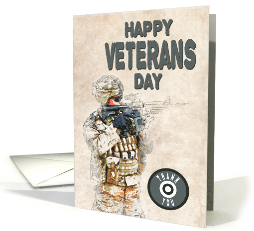Soldier Holding a Gun for Veterans Day card (1618288)
