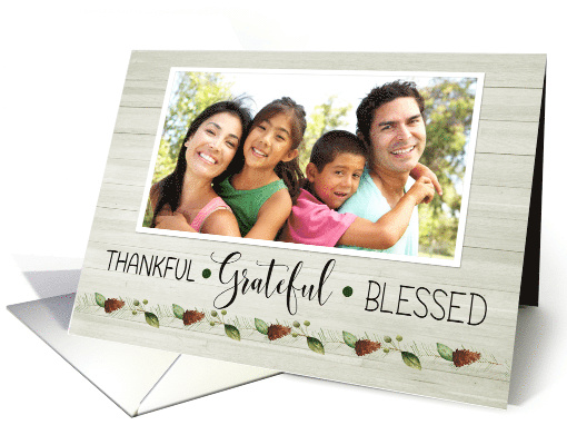Custom Image Grateful Blessed Thankful for Thanksgiving card (1630298)