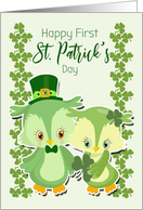Two Cute Owls for First as a Couple St. Patricks Day card
