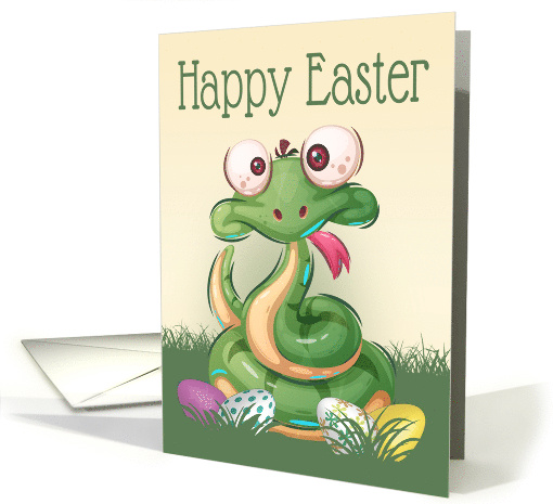 Funny snake with Easter Eggs for Happy Easter card (1661546)