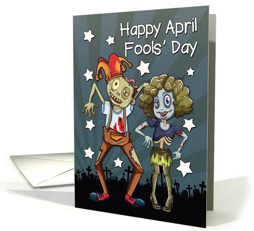 Zombie Couple with Jester Hat and Stars for Happy April... (1662592)