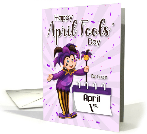 Jester with April 1st Calendar for Cousin April Fools Day card