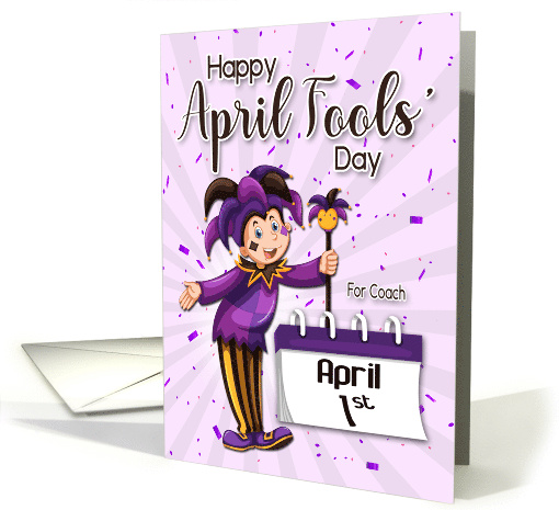 Jester with April 1st Calendar for Coach April Fools Day card