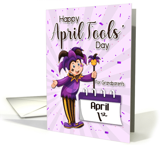 Jester with April 1st Calendar for Grandparents April Fools Day card
