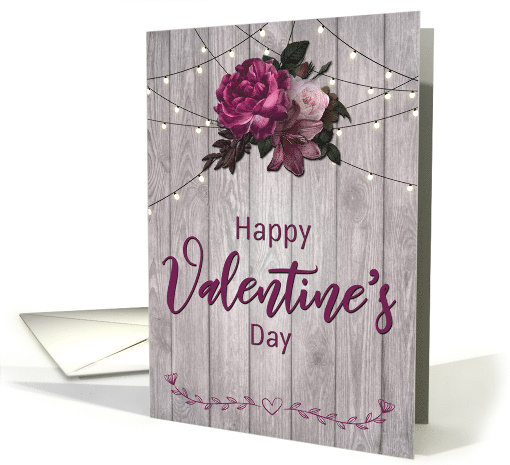 Roses and Wood Background for Valentines Day card (1662898)