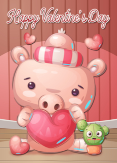 Pig Holding Heart...