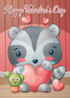 Racoon Holding Heart...