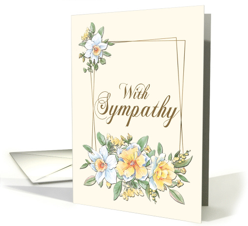 White and Yellow Lilies with Gold Frame for Sympathy card (1665440)