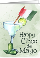 Margarita and Hot Peppers with Mexican Flag for Cinco de Mayo card