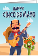 Guitar Player with Goofy Cactus with Mexican Hat for Cinco de Mayo card