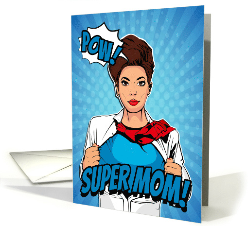 Super Mom with Blue Superhero Outfit for Mothers Day card (1669040)