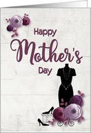 Purple Flowers and Wood Distressed Background for Mom card